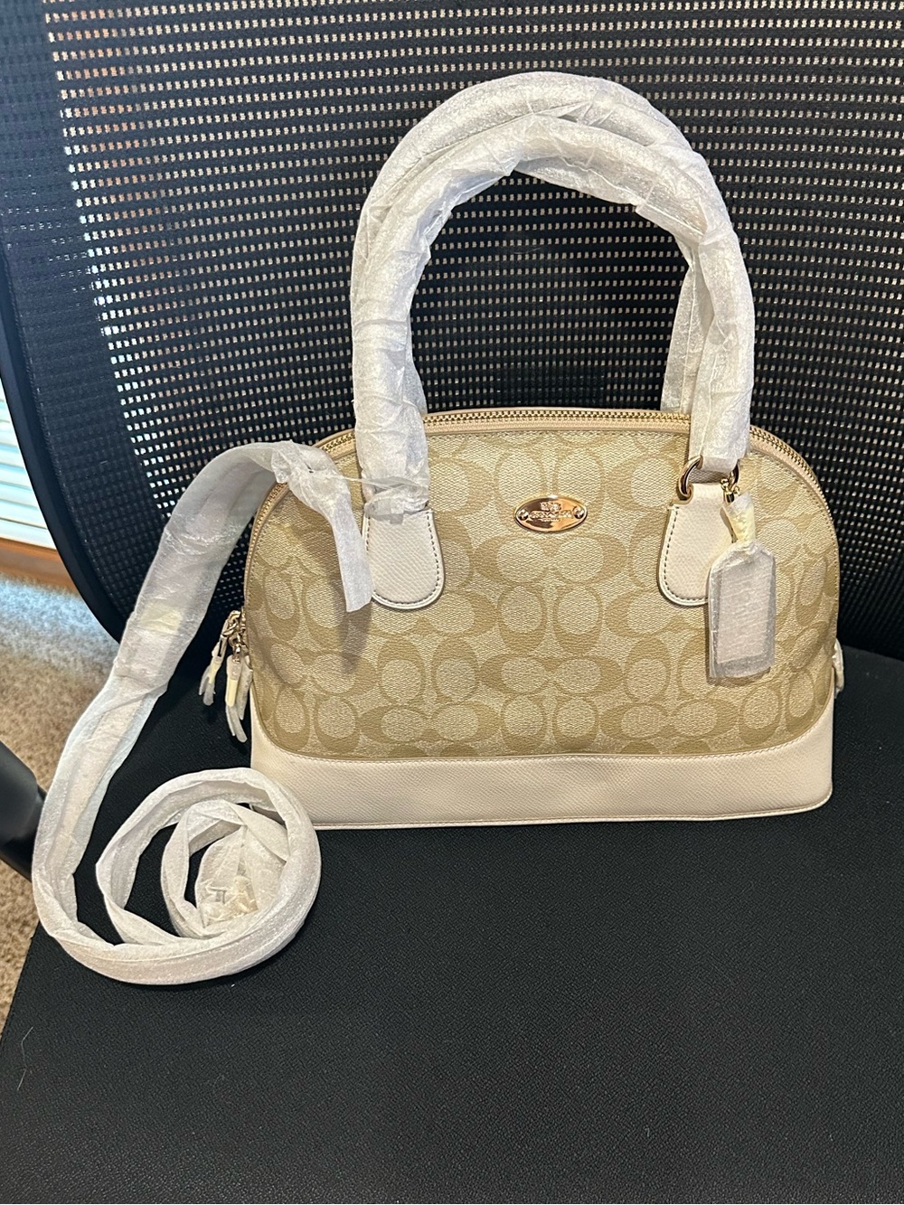 BRAND NEW Coach Dome Satchel in Beige and Cream NWT